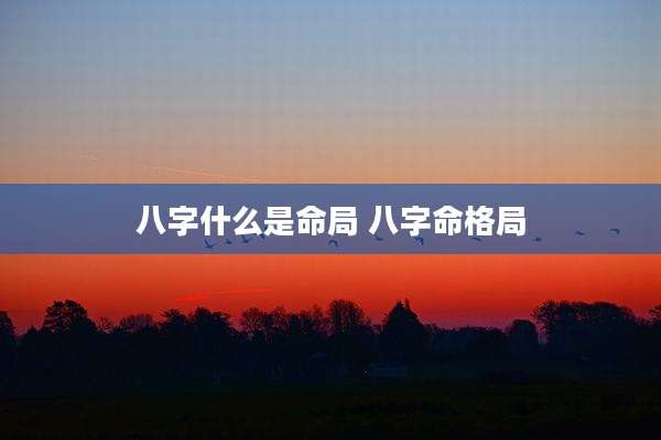 八字什么是命局 八字命格局