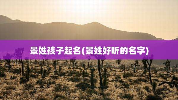 景姓孩子起名(景姓好听的名字)