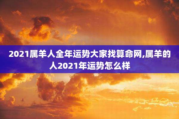 2021属羊人全年运势大家找算命网,属羊的人2021年运势怎么样