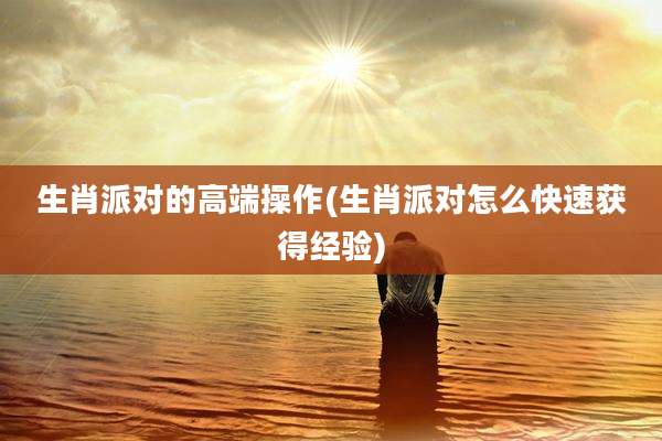 生肖派对的高端操作(生肖派对怎么快速获得经验)