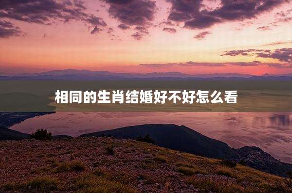 相同的生肖结婚好不好怎么看