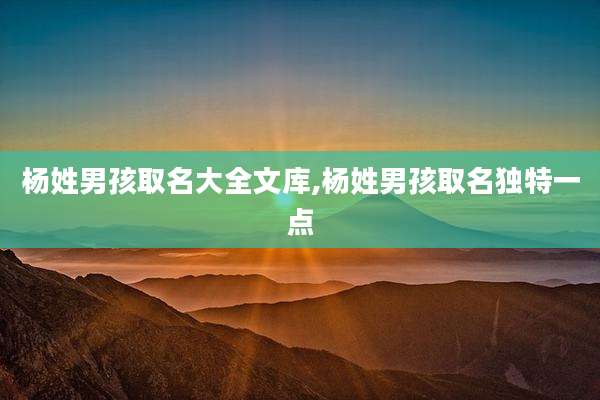 杨姓男孩取名大全文库,杨姓男孩取名独特一点