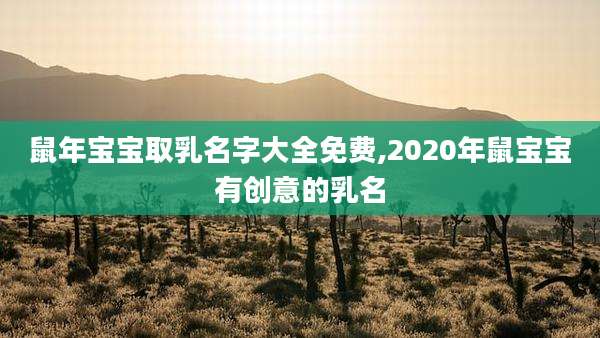 鼠年宝宝取乳名字大全免费,2020年鼠宝宝有创意的乳名