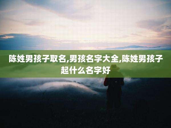 陈姓男孩子取名,男孩名字大全,陈姓男孩子起什么名字好