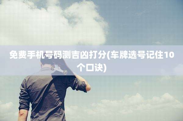 免费手机号码测吉凶打分(车牌选号记住10个口诀)