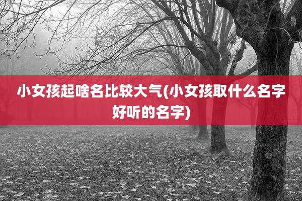 小女孩起啥名比较大气(小女孩取什么名字好听的名字)