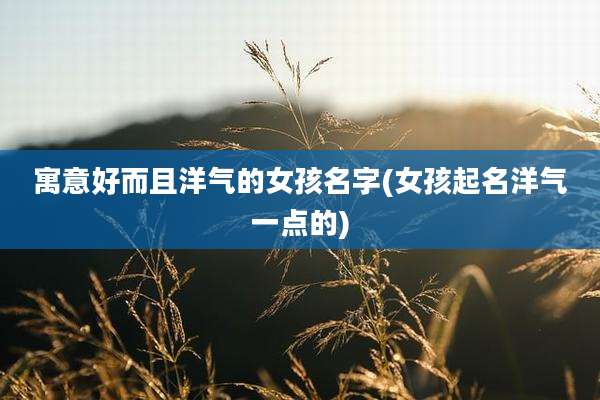 寓意好而且洋气的女孩名字(女孩起名洋气一点的)