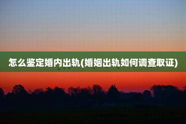 怎么鉴定婚内出轨(婚姻出轨如何调查取证)
