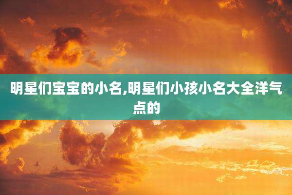 明星们宝宝的小名,明星们小孩小名大全洋气点的