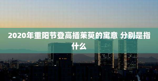 2020年重阳节登高插茱萸的寓意 分别是指什么