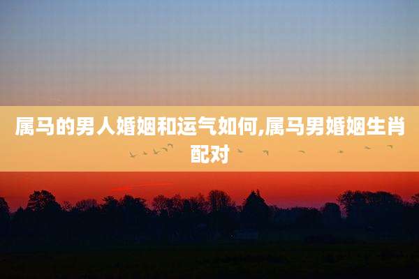 属马的男人婚姻和运气如何,属马男婚姻生肖配对