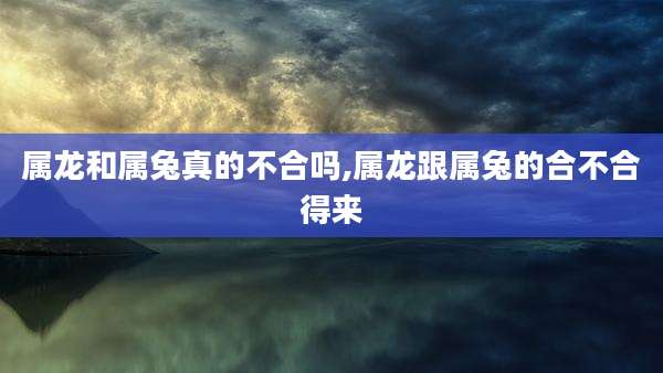 属龙和属兔真的不合吗,属龙跟属兔的合不合得来