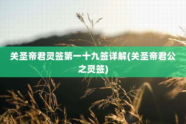 关圣帝君灵签第一十九签详解(关圣帝君公之灵签)