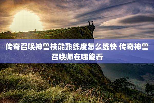传奇召唤神兽技能熟练度怎么练快 传奇神兽召唤师在哪能看
