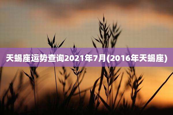 天蝎座运势查询2021年7月(2016年天蝎座)