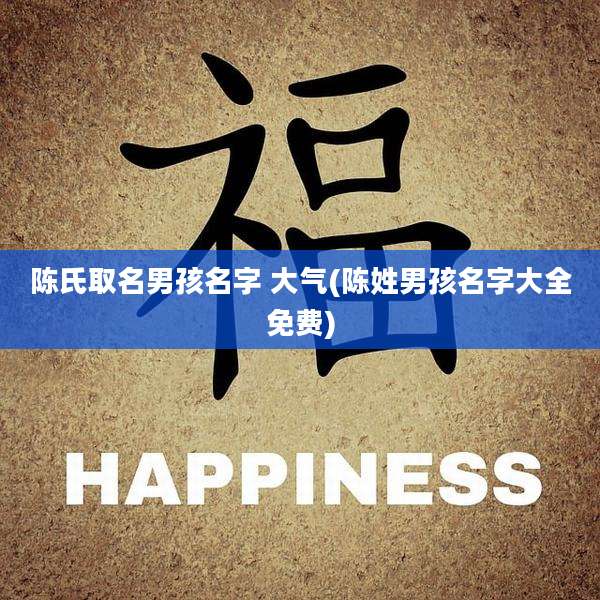 陈氏取名男孩名字 大气(陈姓男孩名字大全免费)