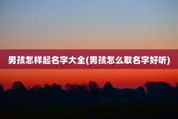 男孩怎样起名字大全(男孩怎么取名字好听)