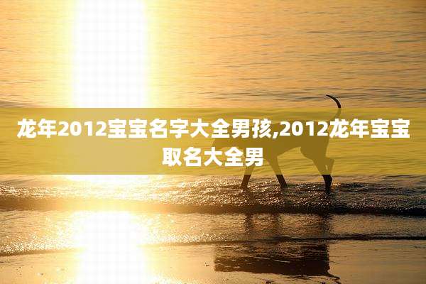 龙年2012宝宝名字大全男孩,2012龙年宝宝取名大全男