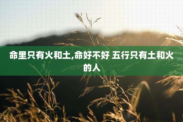 命里只有火和土,命好不好 五行只有土和火的人