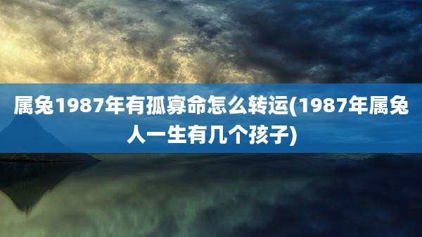 属兔1987年有孤寡命怎么转运(1987年属兔人一生有几个孩子)