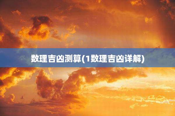 数理吉凶测算(1数理吉凶详解)