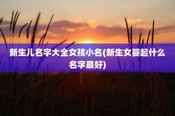 新生儿名字大全女孩小名(新生女婴起什么名字最好)