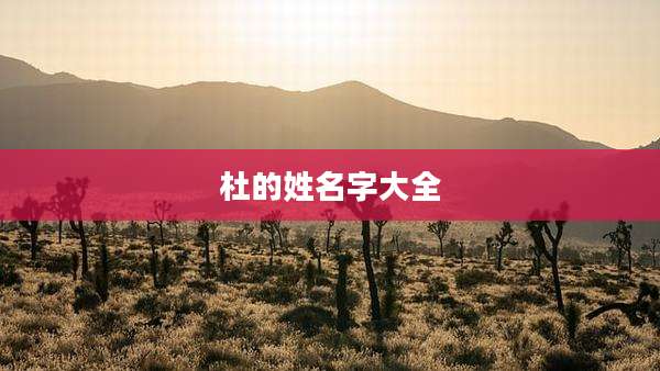 杜的姓名字大全