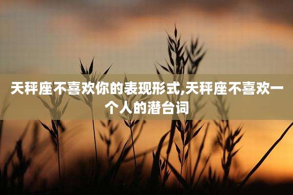 天秤座不喜欢你的表现形式,天秤座不喜欢一个人的潜台词