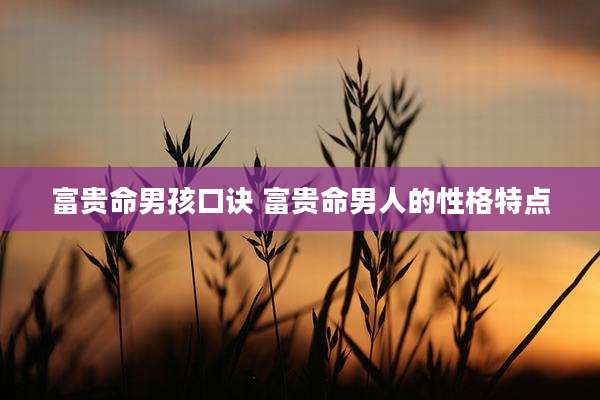 富贵命男孩口诀 富贵命男人的性格特点