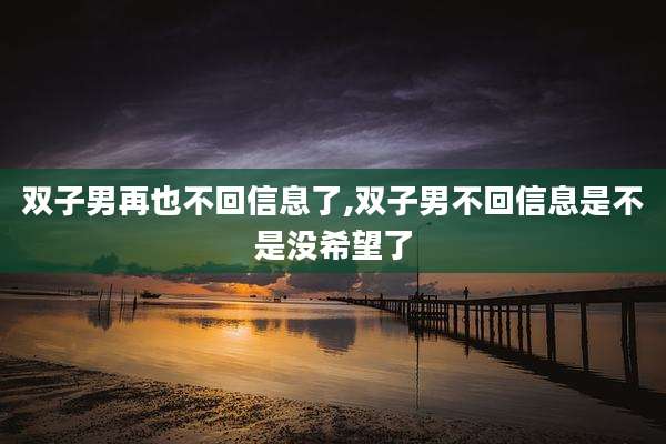 双子男再也不回信息了,双子男不回信息是不是没希望了