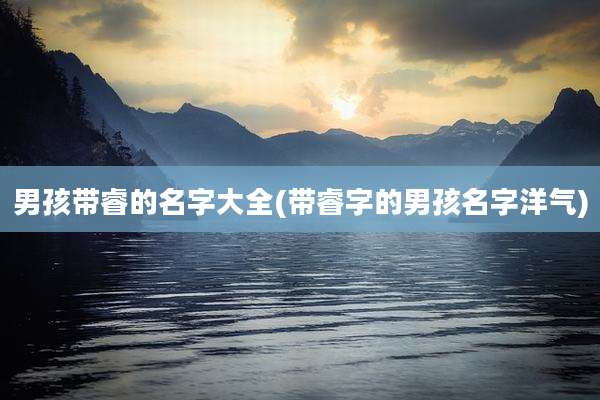 男孩带睿的名字大全(带睿字的男孩名字洋气)