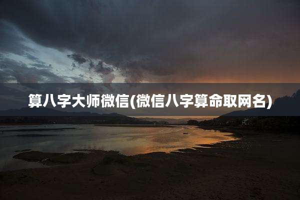 算八字大师微信(微信八字算命取网名)