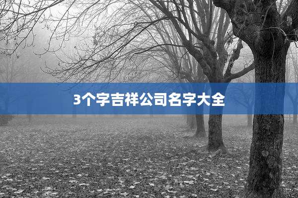 3个字吉祥公司名字大全