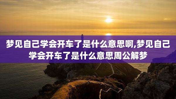 梦见自己学会开车了是什么意思啊,梦见自己学会开车了是什么意思周公解梦