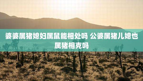 婆婆属猪媳妇属鼠能相处吗 公婆属猪儿媳也属猪相克吗