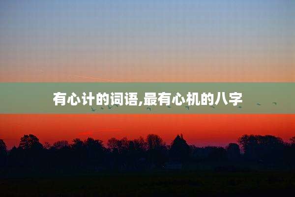 有心计的词语,最有心机的八字