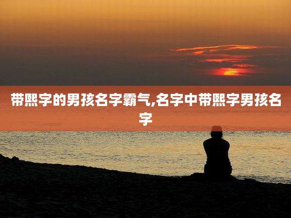 带熙字的男孩名字霸气,名字中带熙字男孩名字