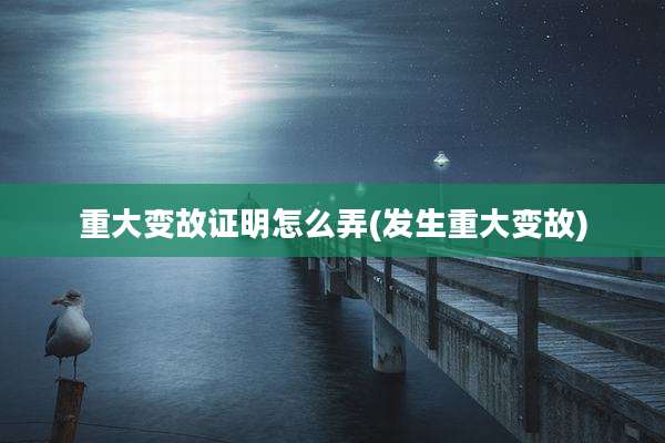 重大变故证明怎么弄(发生重大变故)