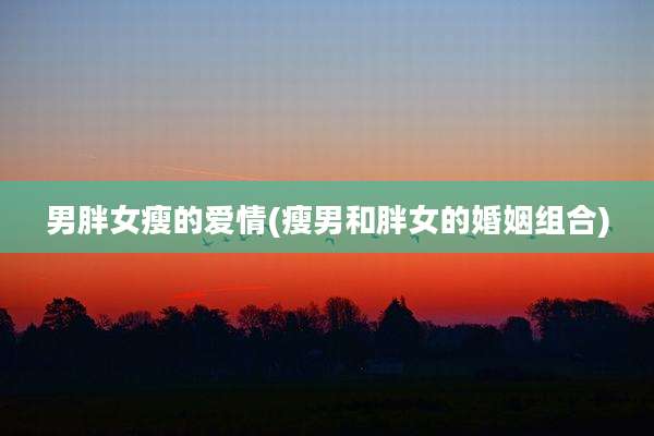 男胖女瘦的爱情(瘦男和胖女的婚姻组合)
