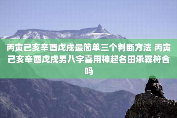 丙寅己亥辛酉戊戌最简单三个判断方法 丙寅己亥辛酉戊戌男八字喜用神起名田承霖符合吗
