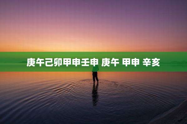 庚午己卯甲申壬申 庚午 甲申 辛亥