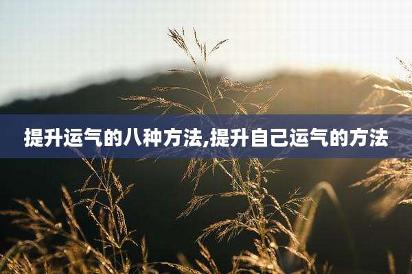 提升运气的八种方法,提升自己运气的方法