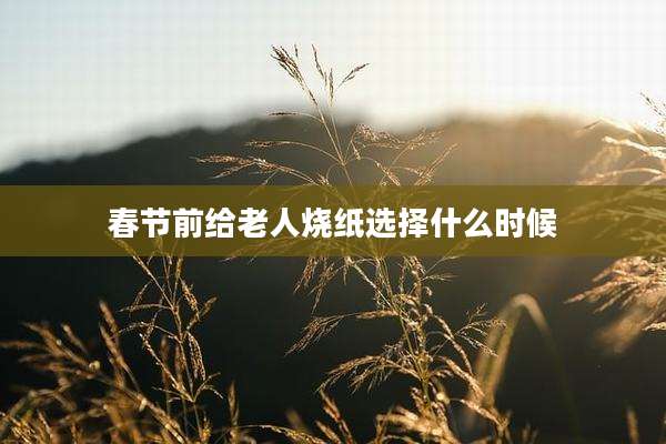 春节前给老人烧纸选择什么时候