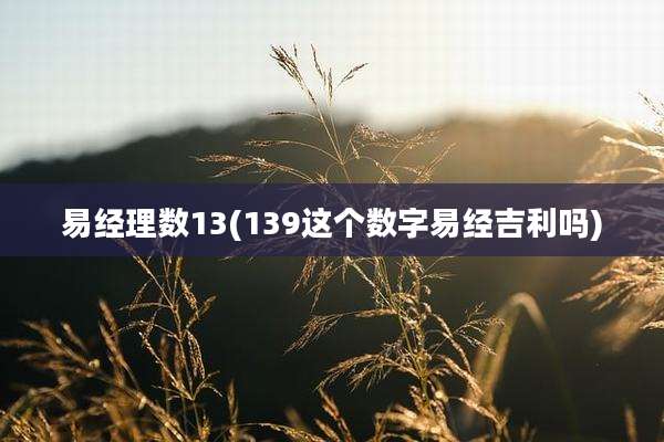 易经理数13(139这个数字易经吉利吗)
