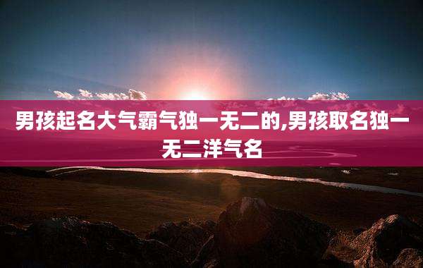 男孩起名大气霸气独一无二的,男孩取名独一无二洋气名