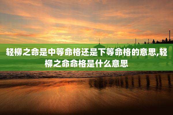 轻柳之命是中等命格还是下等命格的意思,轻柳之命命格是什么意思