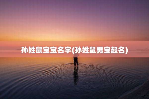 孙姓鼠宝宝名字(孙姓鼠男宝起名)