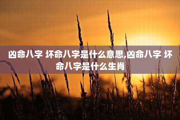凶命八字 坏命八字是什么意思,凶命八字 坏命八字是什么生肖