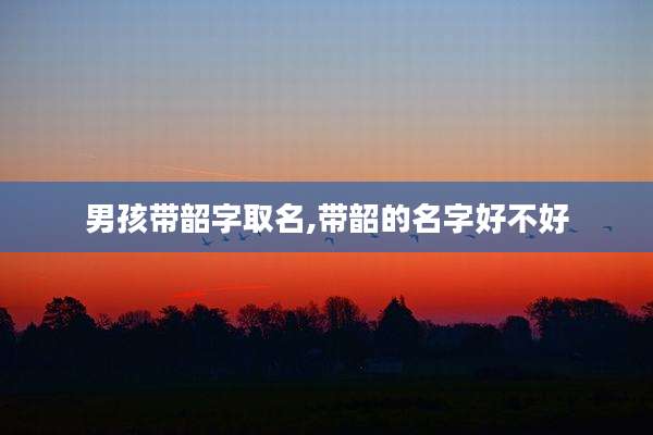 男孩带韶字取名,带韶的名字好不好