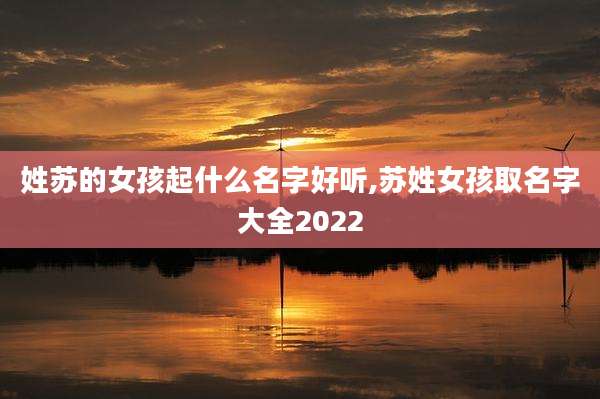 姓苏的女孩起什么名字好听,苏姓女孩取名字大全2022